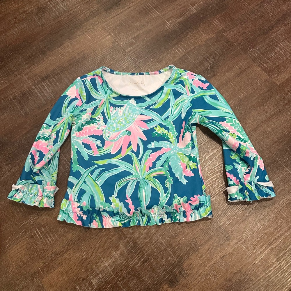 Lilly Pulitzer Rashguard Margo Sweet Escape Swim‎ Top size 3 toddler UPF 50